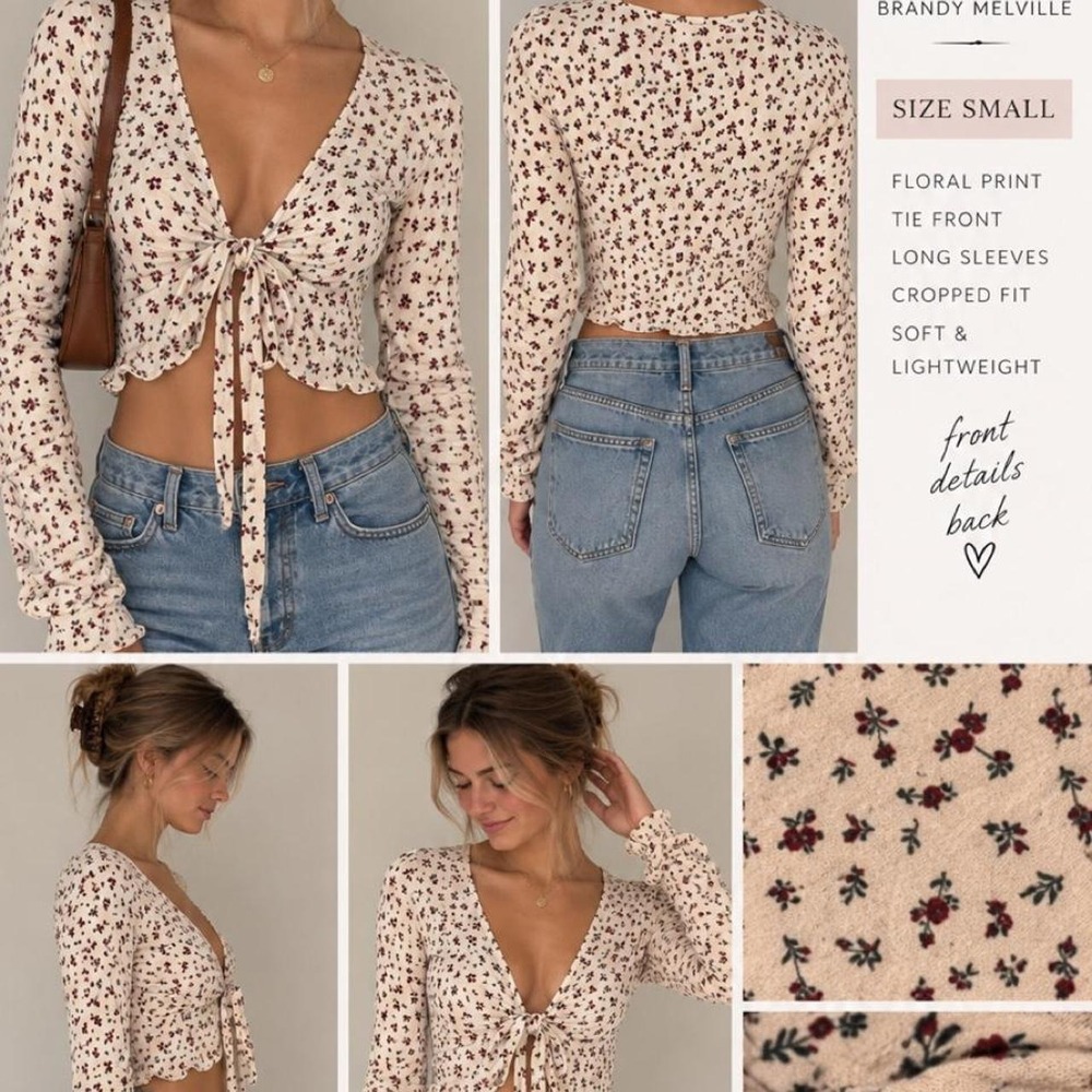 🌸 John Galt Floral Tie-Front Top — Brandy Melville